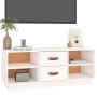 Mueble de TV de madera maciza de pino blanco 100x34x40 cm en Muebles TV | Comprar online en Foru.es