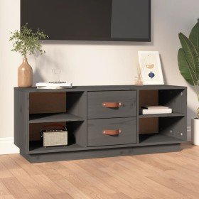 Mueble de TV de madera maciza de pino gris 100x34x40 cm en Muebles TV | Comprar online en Foru.es