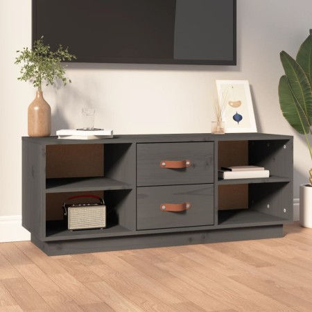 Mueble de TV de madera maciza de pino gris 100x34x40 cm en Muebles TV | Comprar online en Foru.es