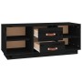 Mueble de TV de madera maciza de pino negro 100x34x40 cm en Muebles TV | Comprar online en Foru.es