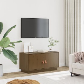 Mueble de TV madera maciza de pino marrón miel 80x34x40 cm en Muebles TV | Comprar online en Foru.es