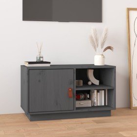 Mueble de TV de madera maciza de pino gris 70x34x40 cm en Muebles TV | Comprar online en Foru.es