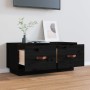 Mueble de TV de madera maciza de pino negro 80x34x35 cm en Muebles TV | Comprar online en Foru.es