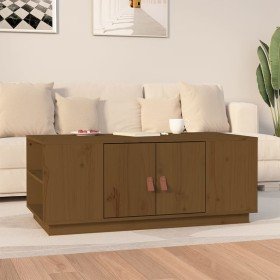 Mesa de centro madera maciza de pino marrón miel 100x50x41 cm en Mesas de centro | Comprar online en Foru.es
