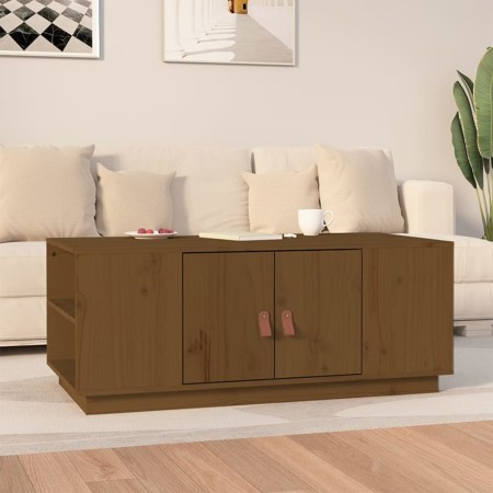 Mesa de centro madera maciza de pino marrón miel 100x50x41 cm en Mesas de centro | Comprar online en Foru.es