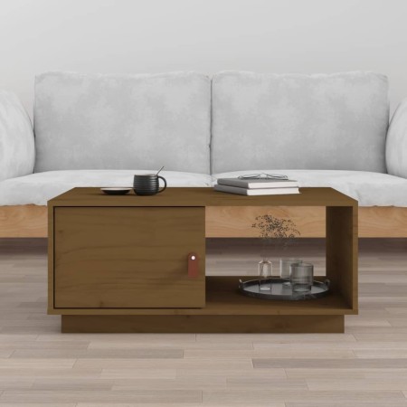 Mesa de centro madera maciza de pino marrón miel 80x50x35,5 cm en Mesas de centro | Comprar online en Foru.es