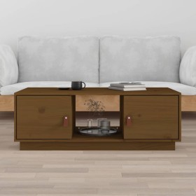 Mesa de centro madera maciza de pino marrón miel 100x50x35 cm en Mesas de centro | Comprar online en Foru.es