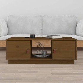 Mesa de centro madera maciza de pino marrón miel 100x50x35 cm en Mesas de centro | Comprar online en Foru.es