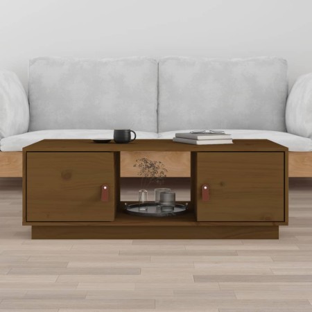 Mesa de centro madera maciza de pino marrón miel 100x50x35 cm en Mesas de centro | Comprar online en Foru.es