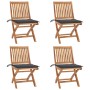 Sillas de jardín plegables y cojines 4 udes madera maciza teca en Sillas de jardín | Comprar online en Foru.es