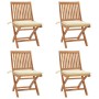 Sillas de jardín plegables 4 uds madera maciza teca con cojines en Sillas de jardín | Comprar online en Foru.es