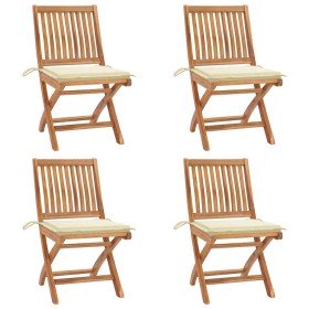 Sillas de jardín plegables 4 uds madera maciza teca con cojines en Sillas de jardín | Comprar online en Foru.es