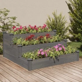 Jardinera arriate madera maciza de abeto gris 120x120x56 cm de vidaXL, Maceteros y jardineras - Ref: Foro24-364306, Precio: 1...