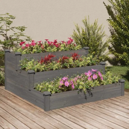 Jardinera arriate madera maciza de abeto gris 120x120x56 cm de vidaXL, Maceteros y jardineras - Ref: Foro24-364306, Precio: 1...