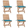 Sillas de jardín plegables 4 uds madera maciza teca con cojines en Sillas de jardín | Comprar online en Foru.es