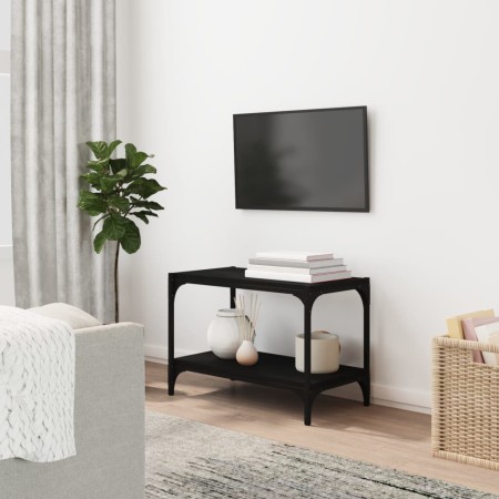 Mueble para TV madera contrachapada y acero negro 60x33x41 cm en Muebles TV | Comprar online en Foru.es