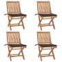Sillas de jardín plegables 4 uds madera maciza teca con cojines en Sillas de jardín | Comprar online en Foru.es