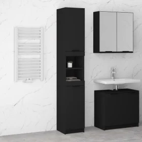 Black plywood bathroom cabinet 32x34x188.5 cm by vidaXL, Lockers and storage cabinets - Ref: Foro24-811323, Price: 102,26 €, ...
