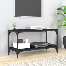 Mueble para TV madera contrachapada y acero negro 80x33x41 cm en Muebles TV | Comprar online en Foru.es
