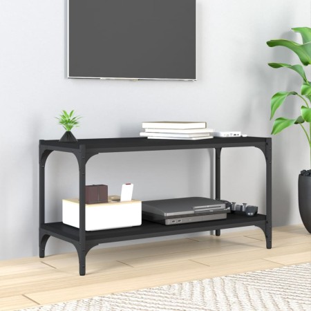 Mueble para TV madera contrachapada y acero negro 80x33x41 cm en Muebles TV | Comprar online en Foru.es