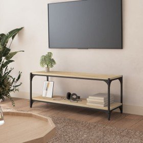 Mueble para TV contrachapada y acero roble Sonoma 100x33x41 cm en Muebles TV | Comprar online en Foru.es
