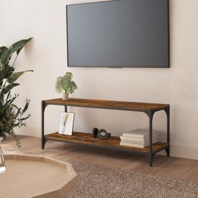 Mueble para TV contrachapada y acero roble ahumado 100x33x41 cm en Muebles TV | Comprar online en Foru.es