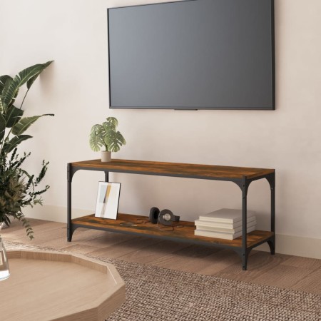 Mueble para TV contrachapada y acero roble ahumado 100x33x41 cm en Muebles TV | Comprar online en Foru.es