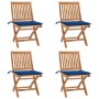 Sillas de jardín plegables 4 uds madera maciza teca con cojines en Sillas de jardín | Comprar online en Foru.es