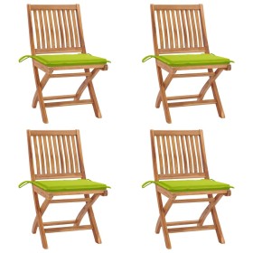Sillas de jardín plegables 4 uds madera maciza teca con cojines en Sillas de jardín | Comprar online en Foru.es