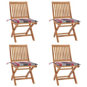 Sillas de jardín plegables 4 uds madera maciza teca con cojines en Sillas de jardín | Comprar online en Foru.es