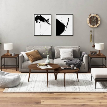 Mesas auxiliares 2 uds contrachapada roble marrón 40x40x35 cm en Mesas de centro | Comprar online en Foru.es