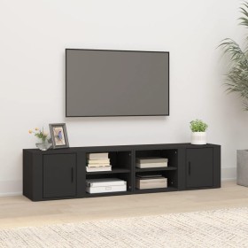 Muebles para TV 2 uds madera contrachapada negro 80x31,5x36 cm en Muebles TV | Comprar online en Foru.es