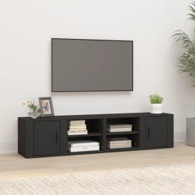 Muebles para TV 2 uds madera contrachapada negro 80x31,5x36 cm en Muebles TV | Comprar online en Foru.es