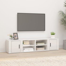 Muebles para TV 2 uds madera blanco brillo 80x31,5x36 cm en Muebles TV | Comprar online en Foru.es