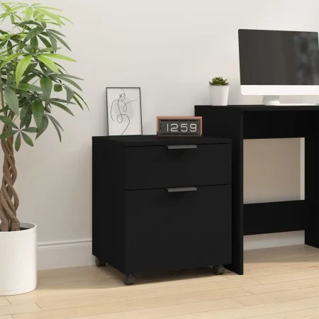 Archivador con ruedas madera contrachapada negro 45x38x54 cm de vidaXL, Armarios y almacenamiento - Ref: Foro24-811521, Preci...