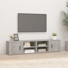 Mueble TV 2 uds madera contrachapada gris hormigón 80x31,5x36cm en Muebles TV | Comprar online en Foru.es