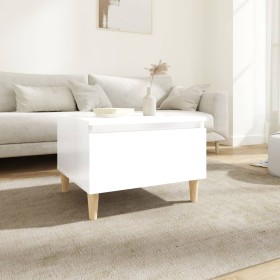 Mesa auxiliar de madera contrachapada blanco brillo 50x46x35 cm en Mesas auxiliares | Comprar online en Foru.es