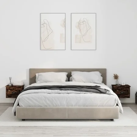 Wall-mounted bedside table set, smoked oak color, 41.5x36x28cm by vidaXL, Nightstands - Ref: Foro24-816387, Price: 53,62 €, D...