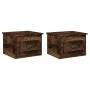 Wall-mounted bedside table set, smoked oak color, 41.5x36x28cm by vidaXL, Nightstands - Ref: Foro24-816387, Price: 53,62 €, D...