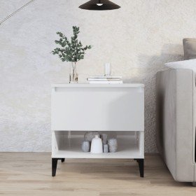 Mesa auxiliar de madera contrachapada blanco brillo 50x46x50 cm en Mesas auxiliares | Comprar online en Foru.es