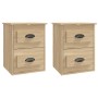 Mesita de noche de pared 2 uds color roble Sonoma 41,5x36x53 cm de vidaXL, Mesitas de noche - Ref: Foro24-816399, Precio: 78,...