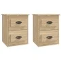 Mesita de noche de pared 2 uds color roble Sonoma 41,5x36x53 cm de vidaXL, Mesitas de noche - Ref: Foro24-816399, Precio: 77,...