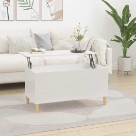 Mesa de centro madera contrachapada blanco brillo 90x44,5x45 cm en Mesas de centro | Comprar online en Foru.es