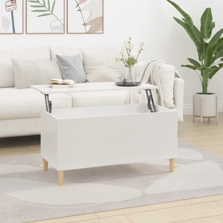 Mesa de centro madera contrachapada blanco brillo 90x44,5x45 cm en Mesas de centro | Comprar online en Foru.es