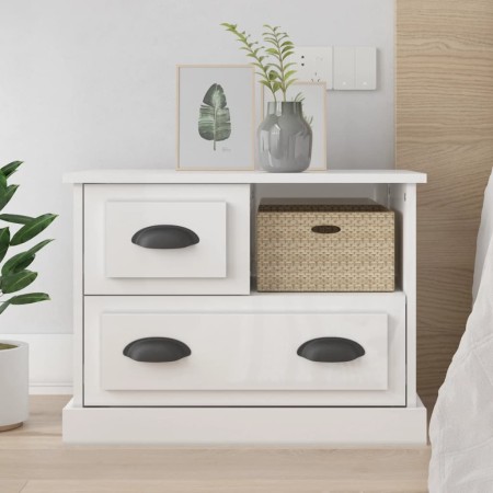 Mesita de noche blanco brillante 60x39x45 cm de vidaXL, Mesitas de noche - Ref: Foro24-816362, Precio: 63,17 €, Descuento: %