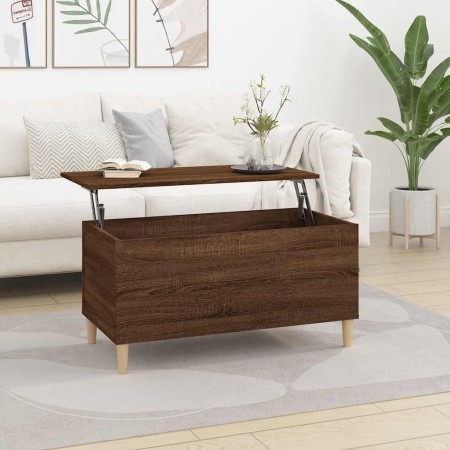 Mesa de centro madera contrachapada roble marrón 90x44,5x45 cm en Mesas de centro | Comprar online en Foru.es