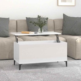 Mesa de centro madera contrachapada blanco brillo 90x44,5x45 cm en Mesas de centro | Comprar online en Foru.es