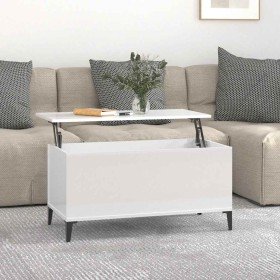 Mesa de centro madera contrachapada blanco brillo 90x44,5x45 cm en Mesas de centro | Comprar online en Foru.es