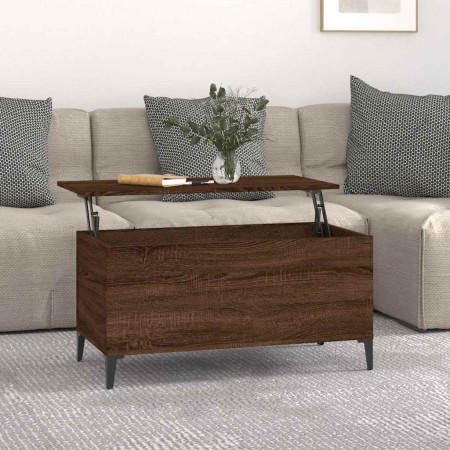 Mesa de centro madera contrachapada roble marrón 90x44,5x45 cm en Mesas de centro | Comprar online en Foru.es