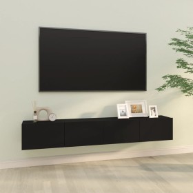 Muebles TV pared 2 uds madera contrachapada negro 100x30x30 cm de vidaXL, Muebles TV - Ref: Foro24-804545, Precio: 96,85 €, D...